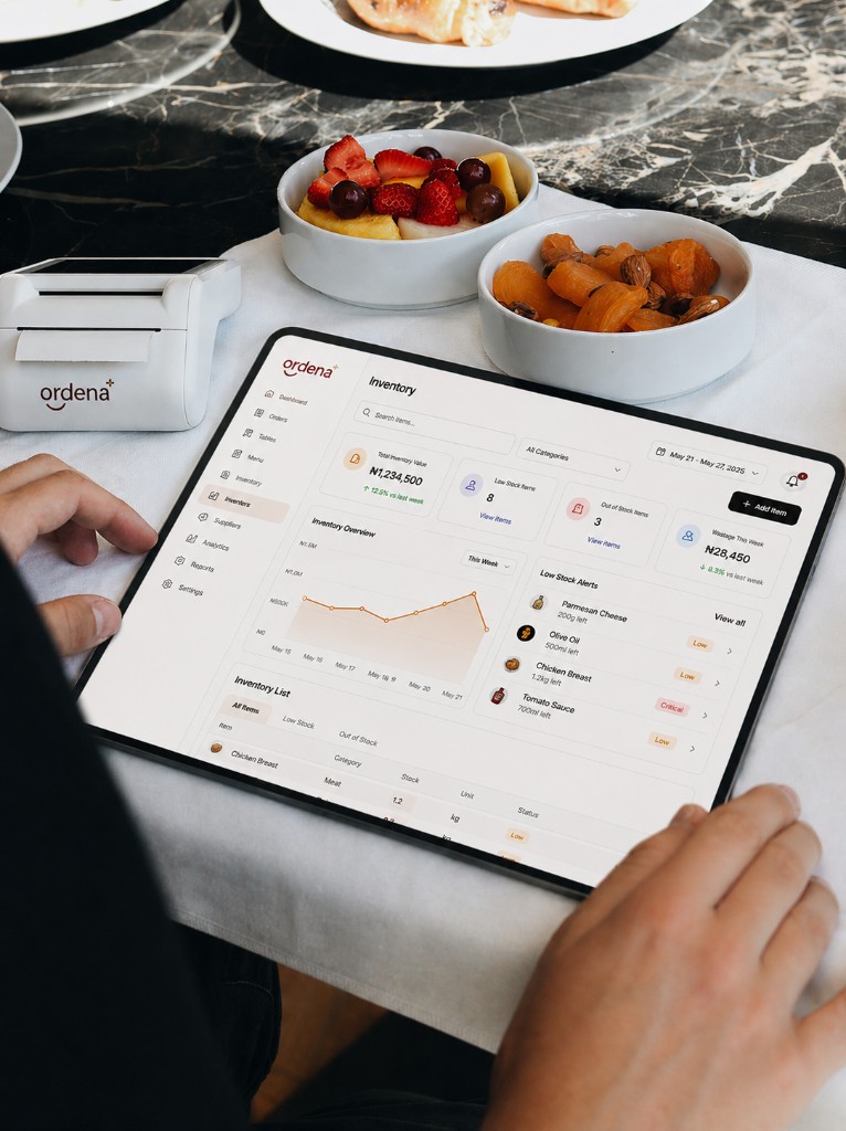 Live order queue on the Ordena dashboard